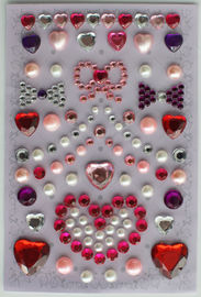 Διαμορφωμένες καρδιά αυτοκόλλητες ετικέττες Rhinestone φωτεινότητας, εξατομικευμένες αυτοκόλλητες ετικέττες καρδιών αγάπης